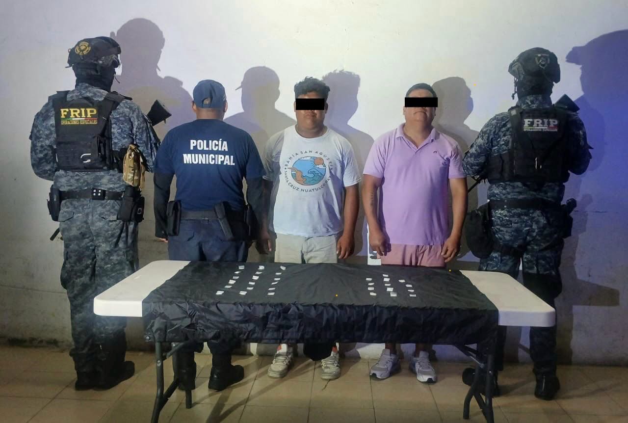 Detiene FRIP a dos personas por delitos contra la salud en Huixtla