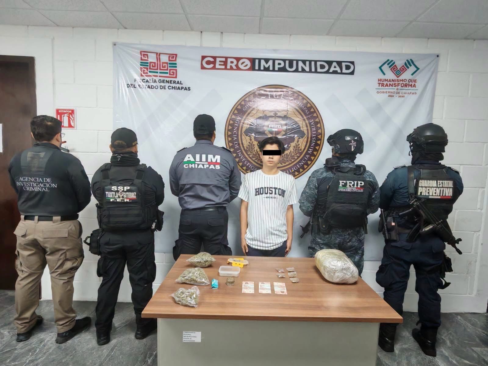 Detiene Guardia Estatal Preventiva a masculino por delitos contra la salud en Tuxtla Gutiérrez