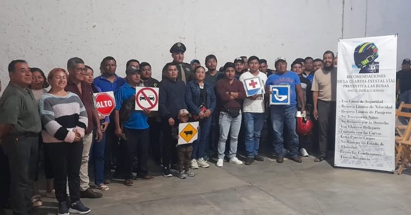 Imparte Guardia Estatal Vial Preventiva Curso de Educación Vial en Las Rosas