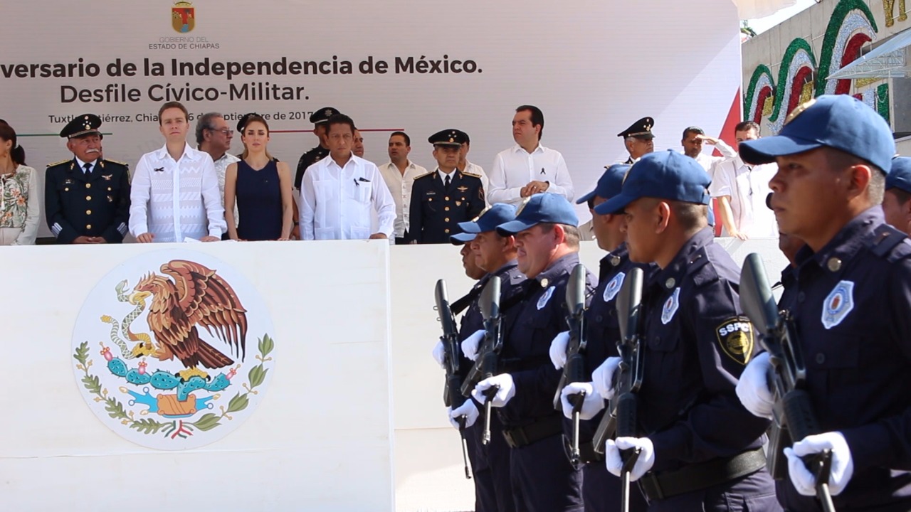 Elementos de la SSP participan en desfile cívico-militar