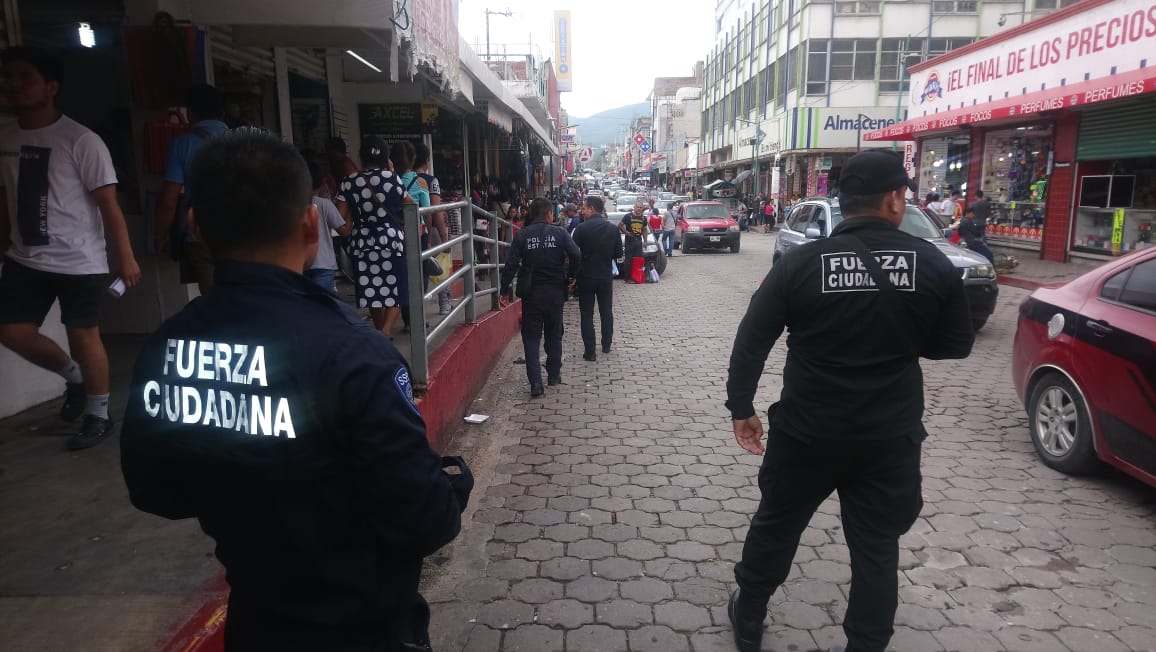 Operativo pie tierra desplegado por la SSP en el centro de Tuxtla, inhibe delincuencia