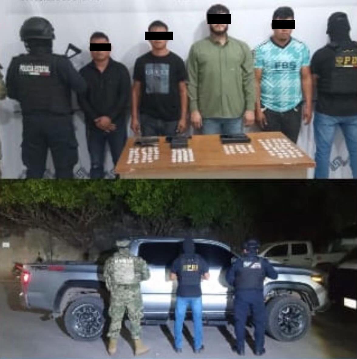 SSP y FGE detienen a cuatro masculinos con presuntas drogas y armas en el tramo carretero Talismán-Tapachula