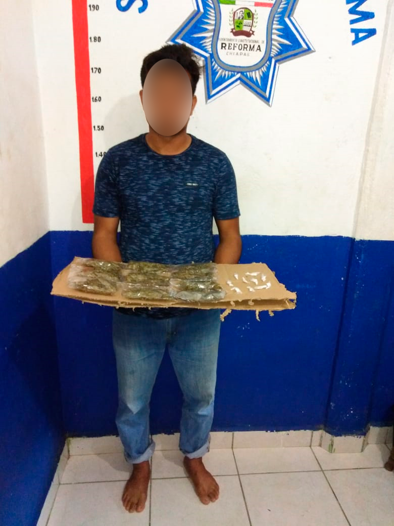Aseguran SSP a persona con posesión de drogas en el municipio de Reforma