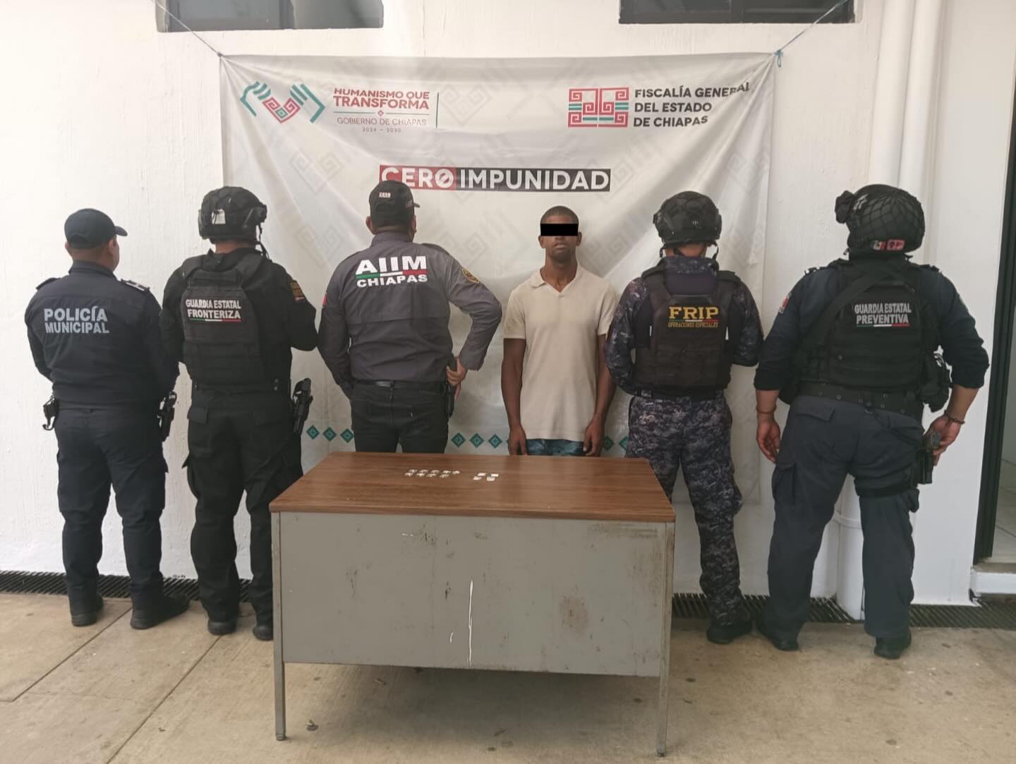 SSP detiene a masculino con presuntas drogas en Tapachula