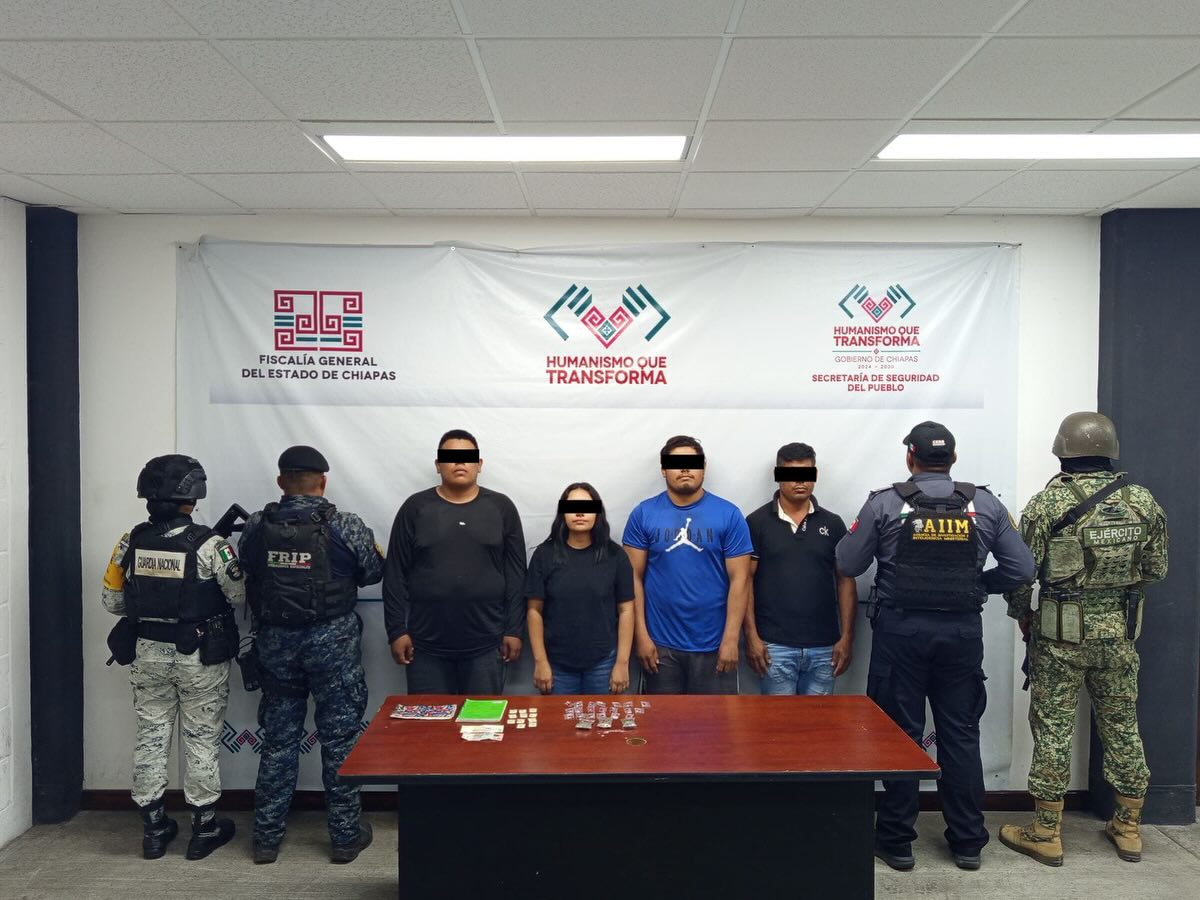 Presuntos integrantes de la delincuencia organizada detenidos con presuntas drogas y armas de fuego en Villaflores 