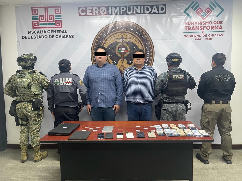 Por los probables delitos contra la salud y uso de recursos de procedencia ilícita, dos detenidos en Cintalapa