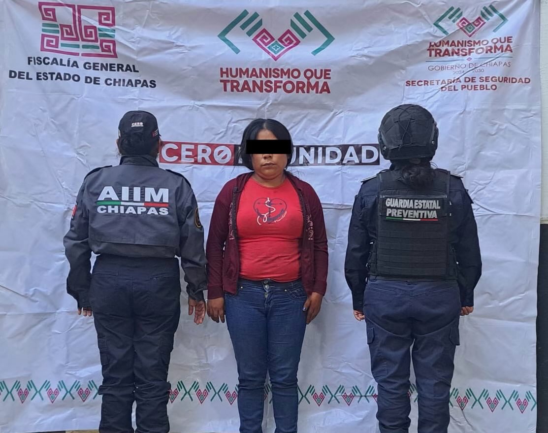 Detienen SSP y FGE a mujer por probable delito de robo ejecutado con violencia en el municipio de Simojovel