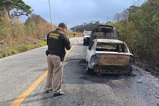 Atiende SSP reporte por vehículo calcinado y abandonado