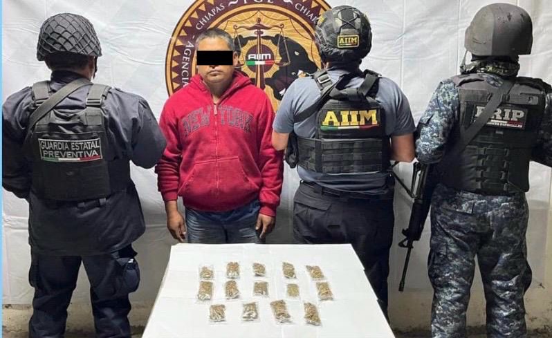 Detiene SSP a persona por posesión de narcóticos en San Cristóbal de Las Casas