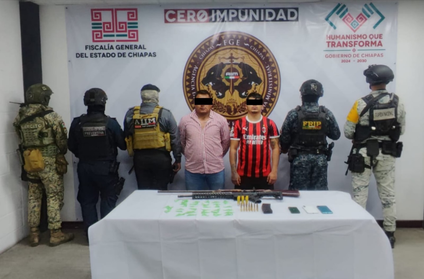 En operativo interinstitucional detienen a tres personas con armas de fuego y presuntos narcóticos