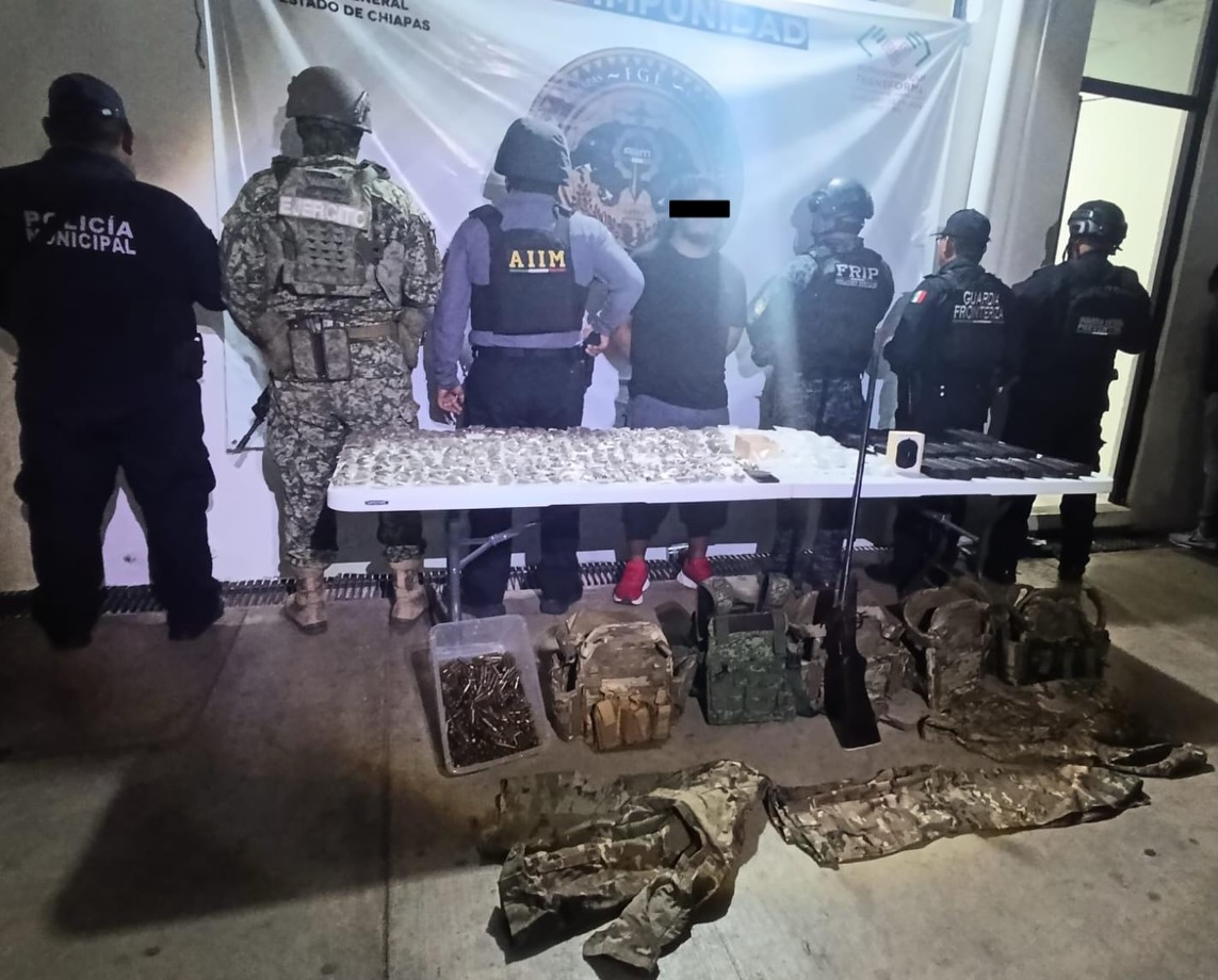 Asegura SSP y FGE a personas, armamento, equipo táctico y narcóticos en Tapachula 
