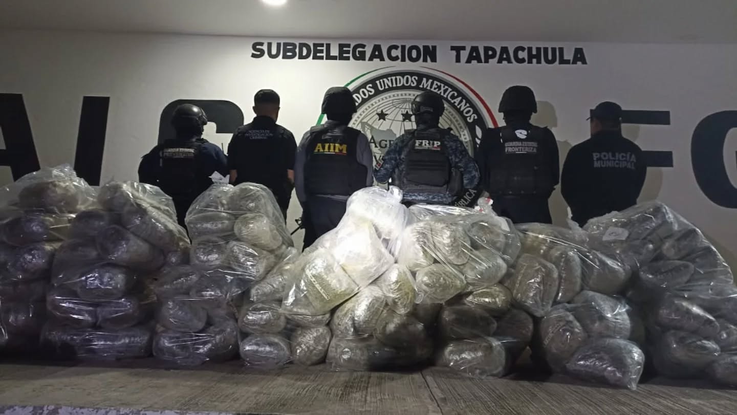 SSP y FGE logra el aseguramiento de 150 KG de marihuana en Suchiate