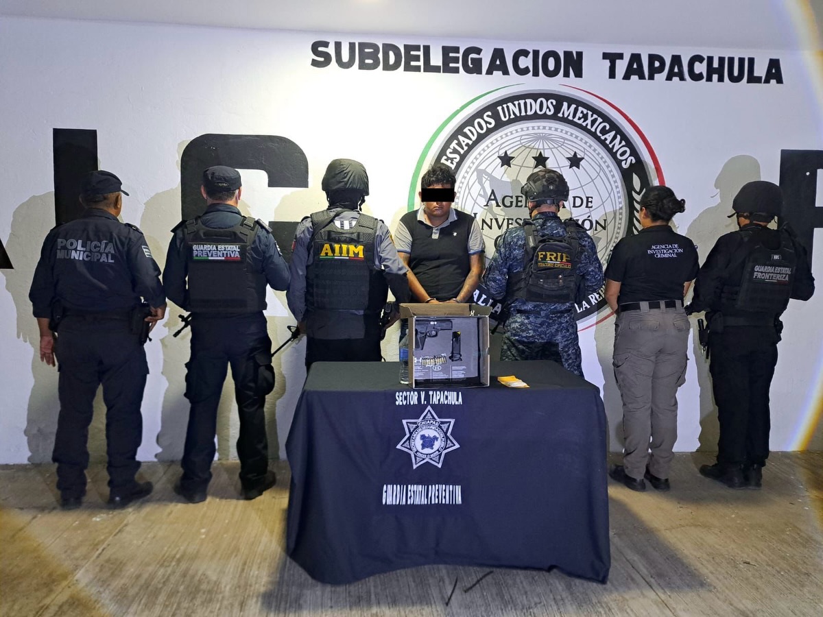 Detiene SSP a una persona por delitos contra la salud y portación de arma de fuego en Cacahoatán