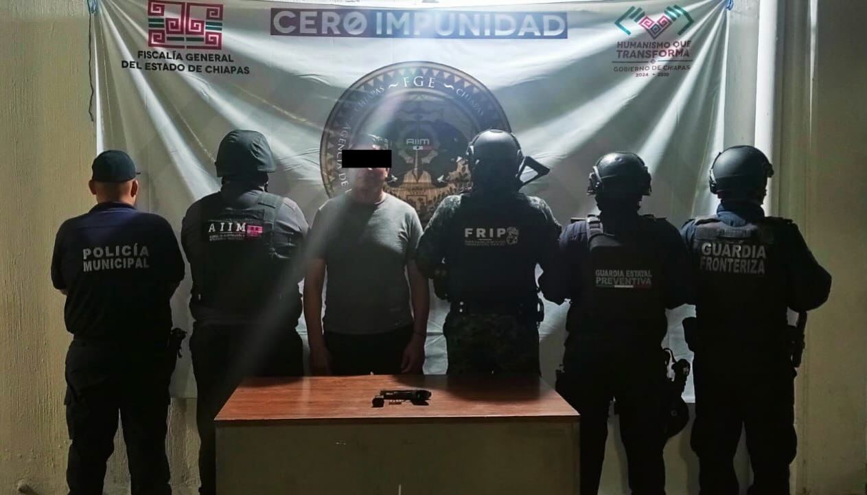 SSP y FGE logran la detención de una persona por portación de arma de fuego de uso exclusivo de las Fuerzas Armadas
