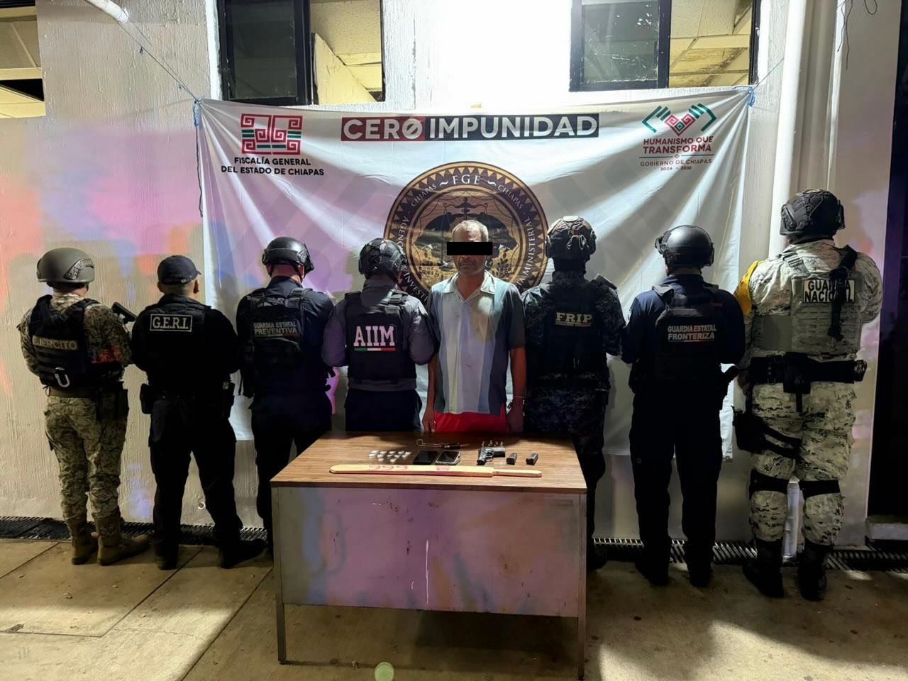 En acción interinstitucional detienen a masculino por delitos contra la salud y portación de armas de fuego 