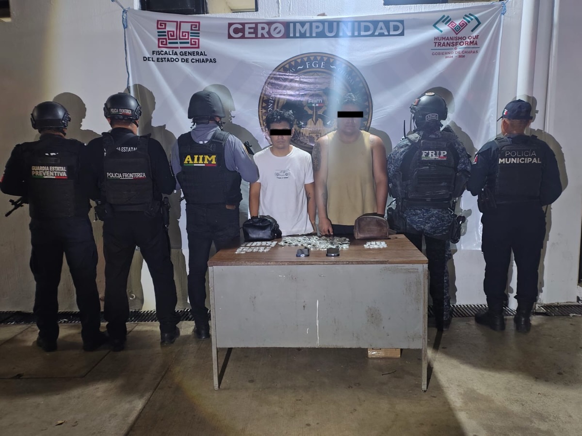 En acción interinstitucional detienen a masculinos con presuntos narcóticos en Tapachula