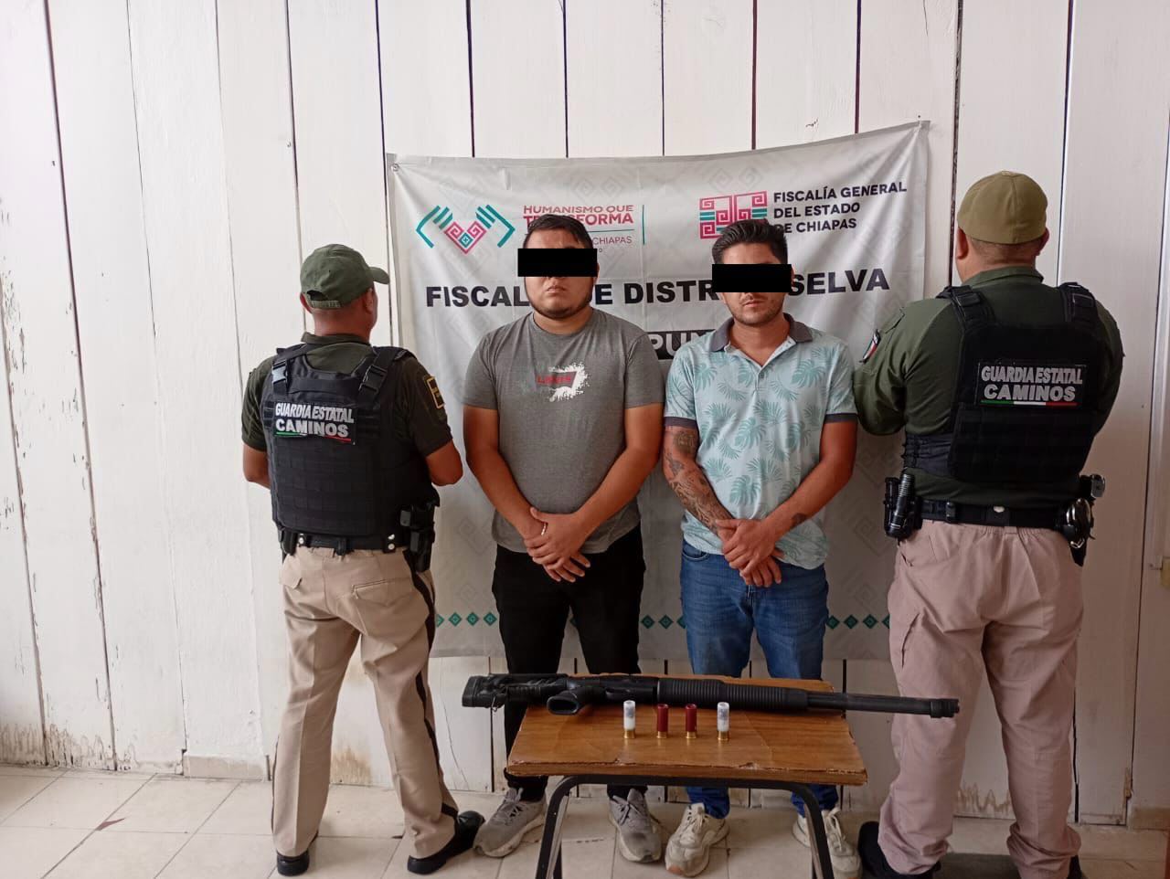 Grupo interinstitucional detiene a dos personas por posesión de arma de fuego larga en Ocosingo