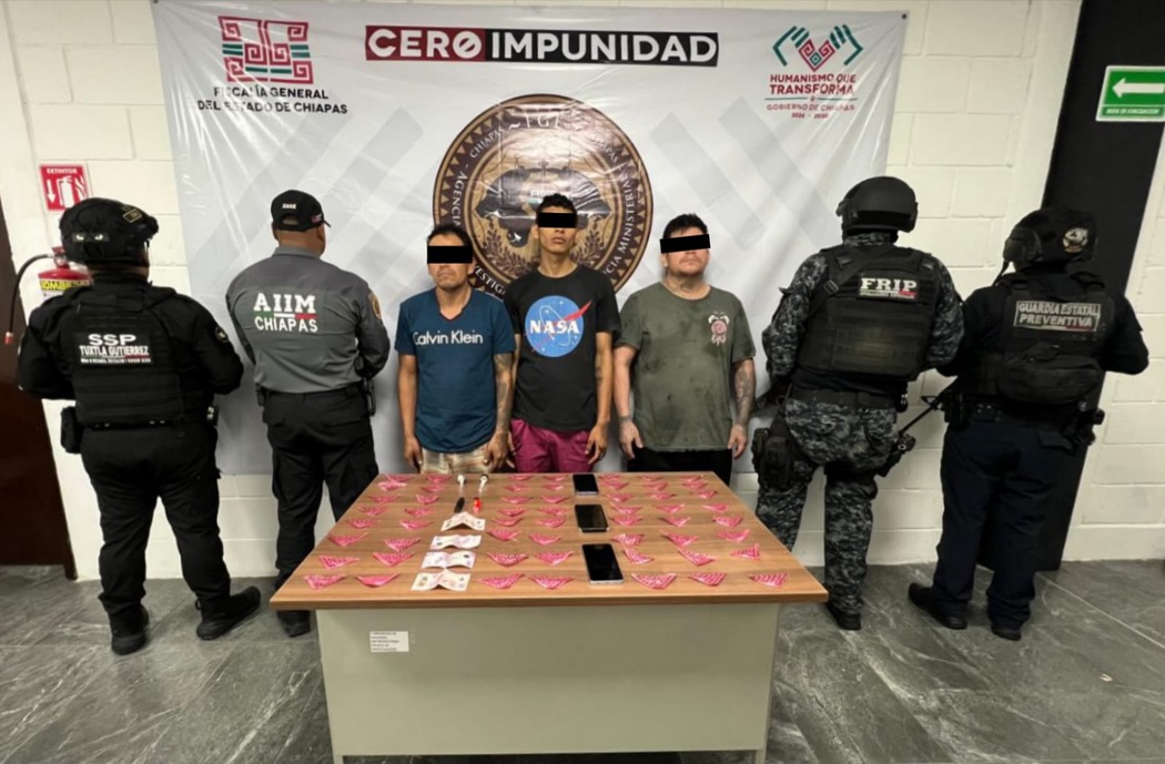 Tres presuntos narcomenudistas detenidos en Tuxtla Gutiérrez