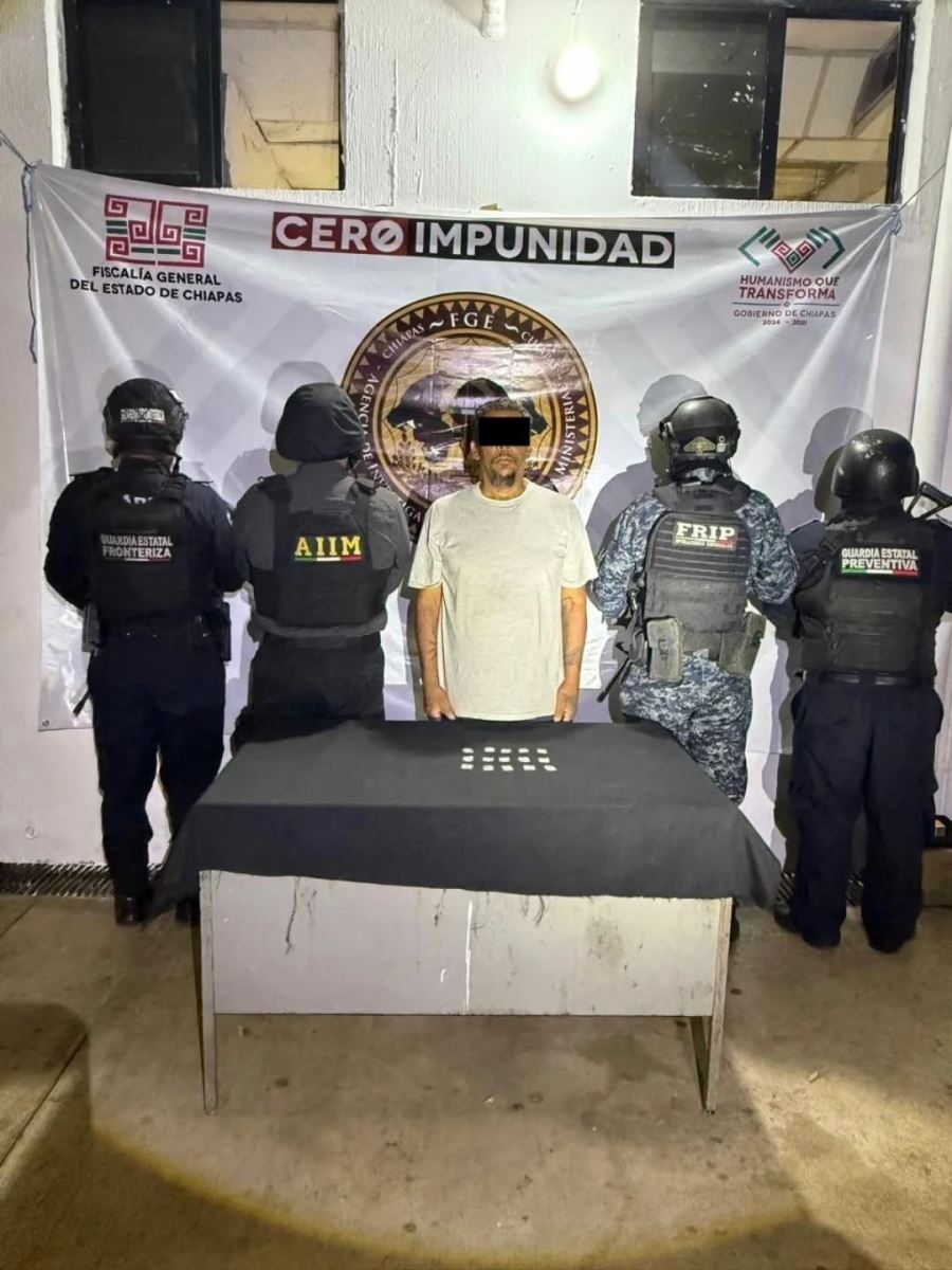 SSP y FGE ponen a disposición a persona del sexo masculino por delito contra la salud en Tapachula