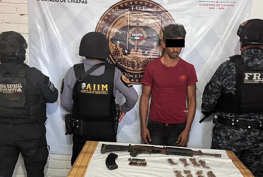 SSP y FGE detienen a presunto integrante del “Cártel Chiapas-Guatemala” y asegura tres vehículos, narcóticos 