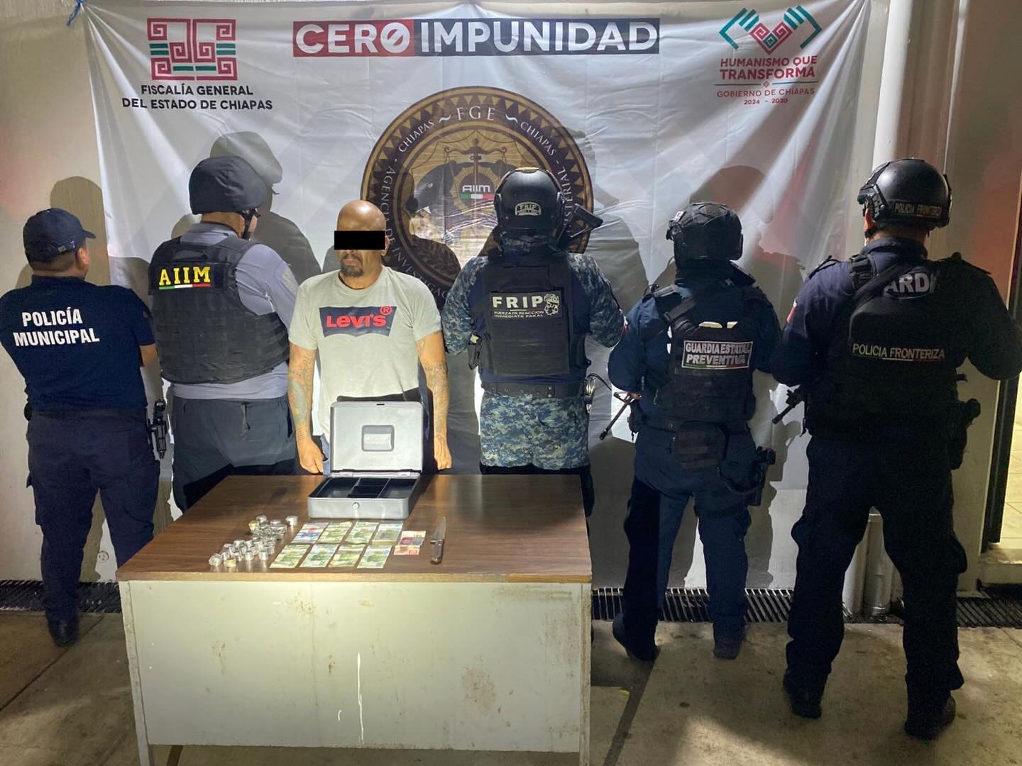 Grupo interinstitucional detiene en flagrancia a masculino por robo con violencia en Tapachula