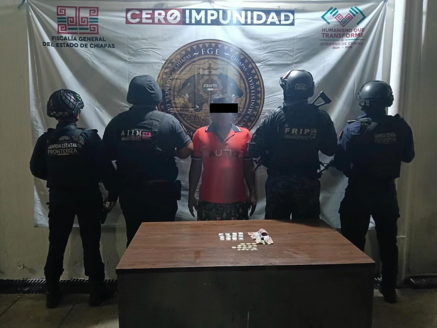 SSP y FGE detienen a persona del sexo masculino con presuntos narcóticos en Tapachula