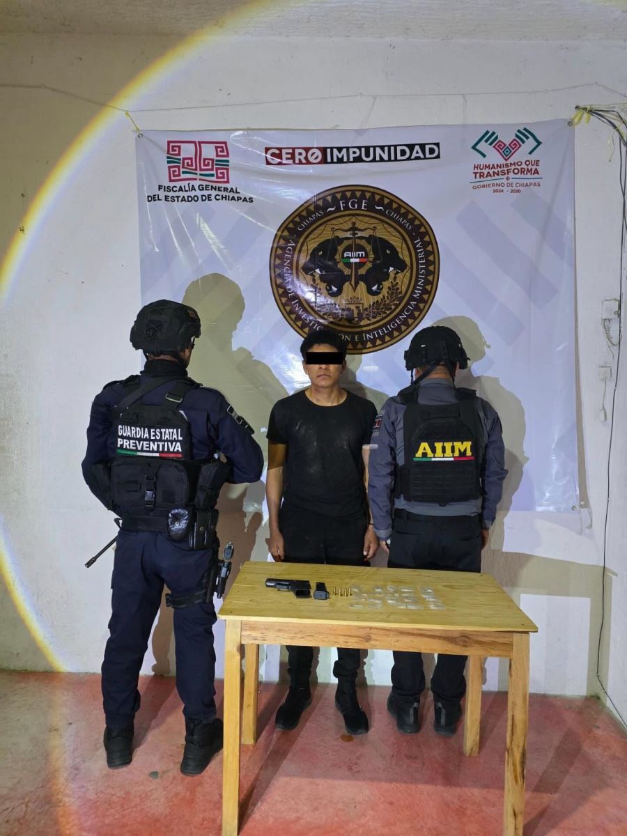 En acción interinstitucional detienen a masculino como presunto responsable de los delitos de portación de arma 