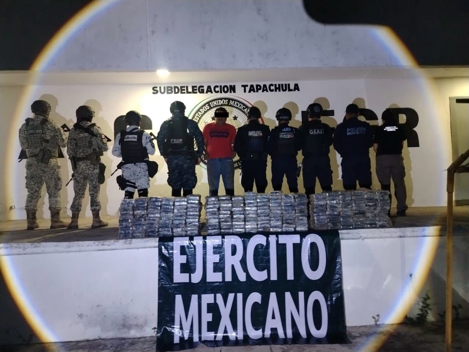 En operativo interinstitucional se logra la detención de un masculino en Tapachula 