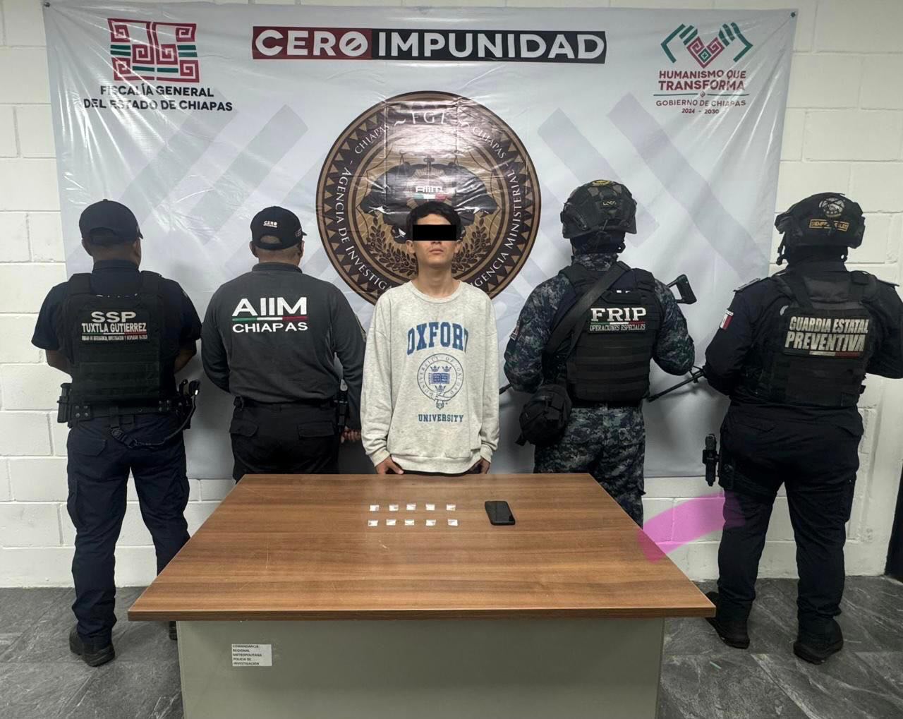 En operativo interinstitucional detienen a persona en posesión de narcóticos en Tuxtla Gutiérrez