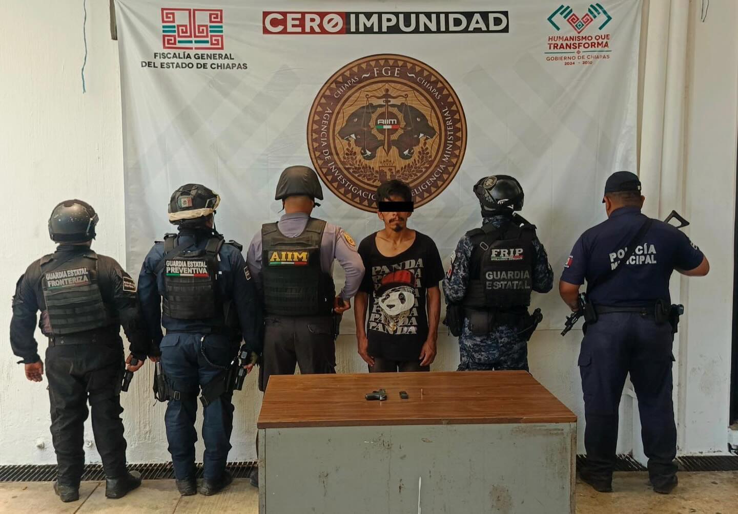 SSP y FGE detienen a masculino por el delito de Violación a la Ley Federal de Armas de Fuego y Explosivos 