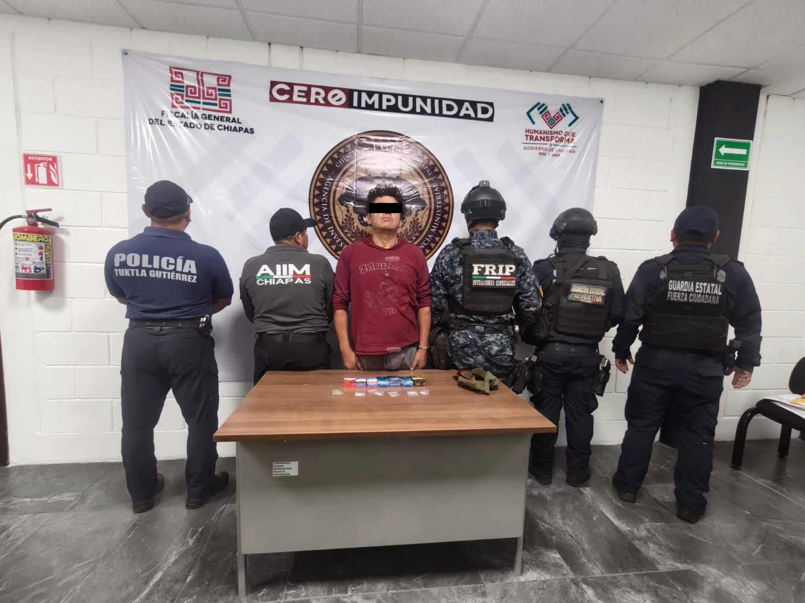 Grupo interinstitucional detiene a masculino por delitos contra la salud en Tuxtla Gutiérrez