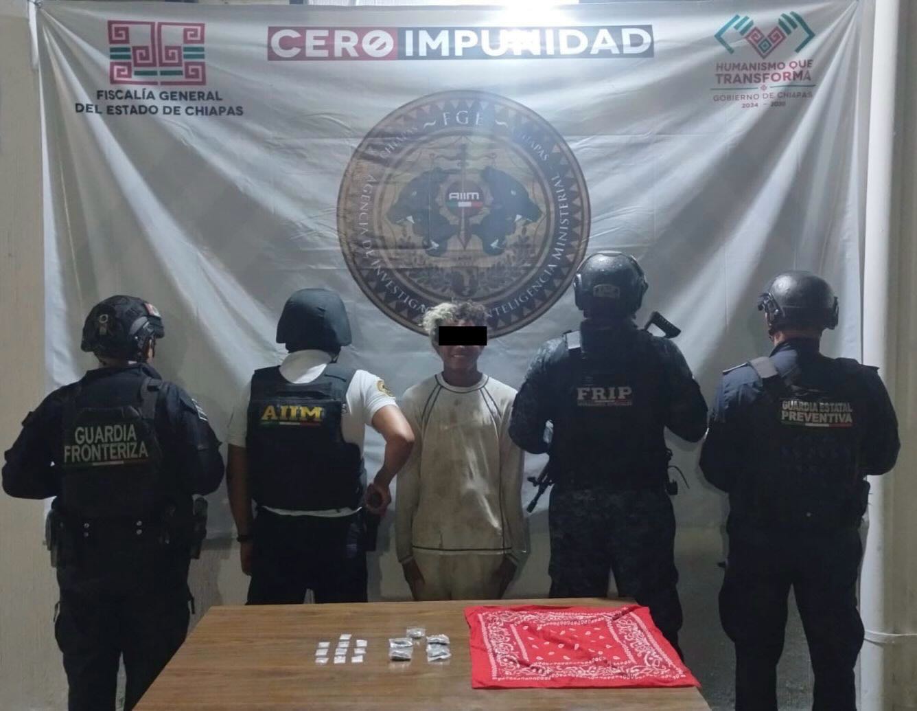 En colaboración institucional detienen a persona por presuntos delitos contra la salud en Tapachula