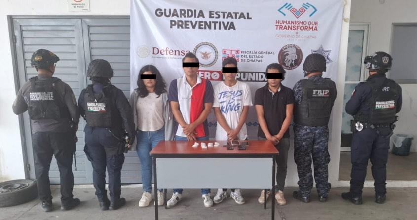 Cuatro presuntos responsables del delito contra la salud detenidos en San Cristóbal de Las Casas