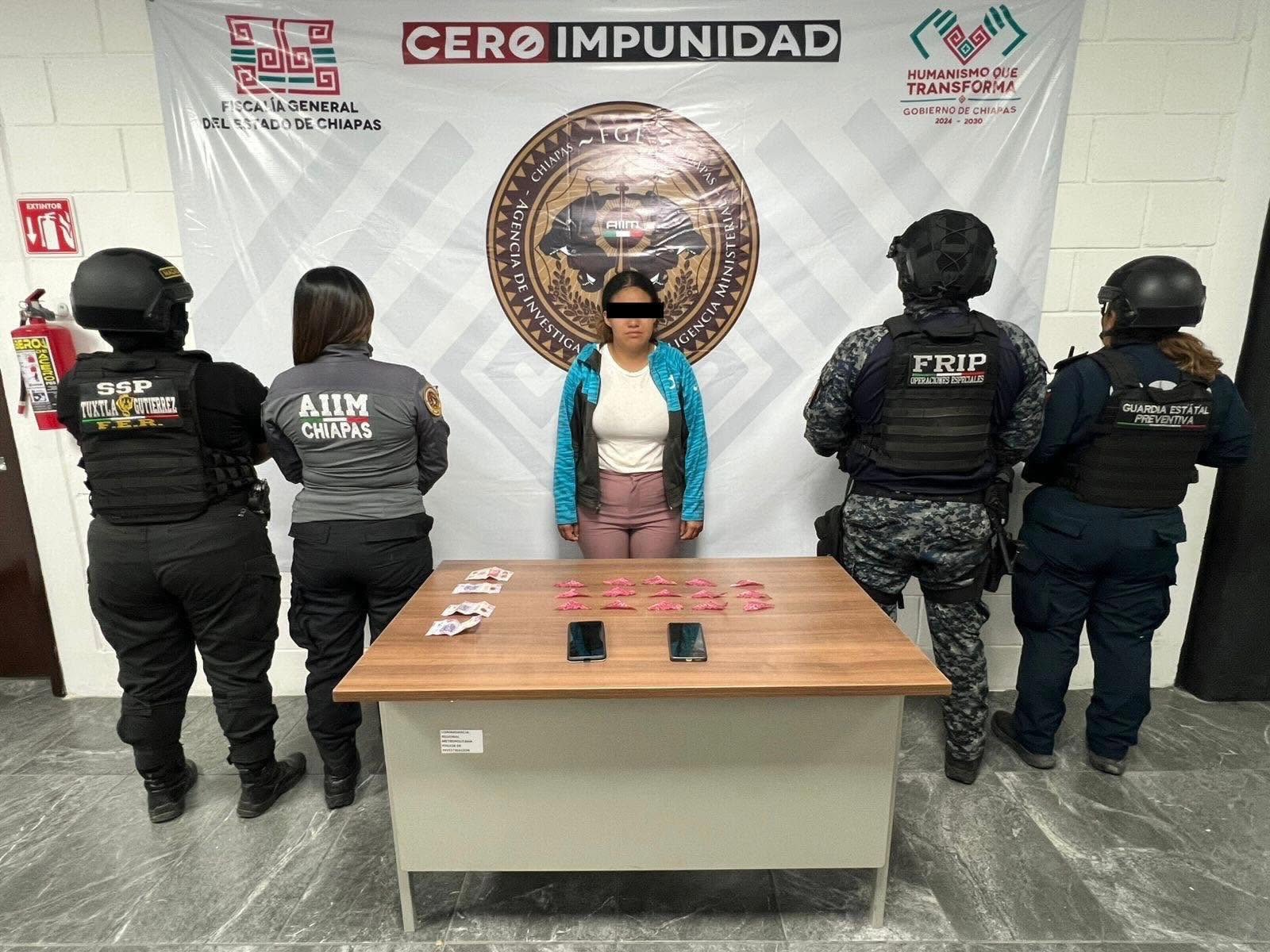 SSP detiene a femenina en posesión de presuntos narcóticos en Tuxtla Gutiérrez