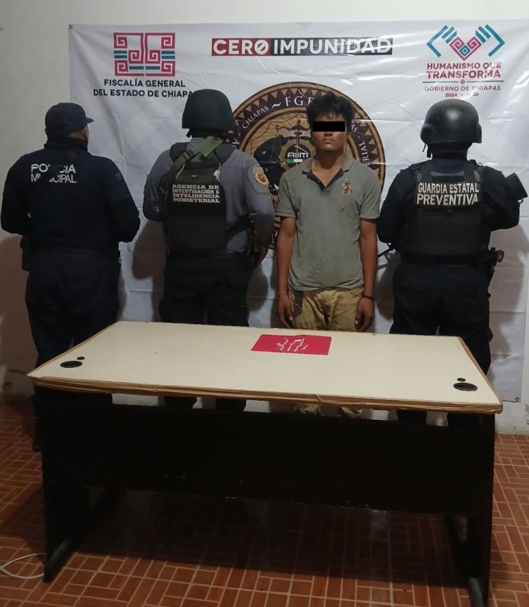 SSP y FGE logran detención de una persona como presunto responsable de delitos contra la salud en Huehuetán