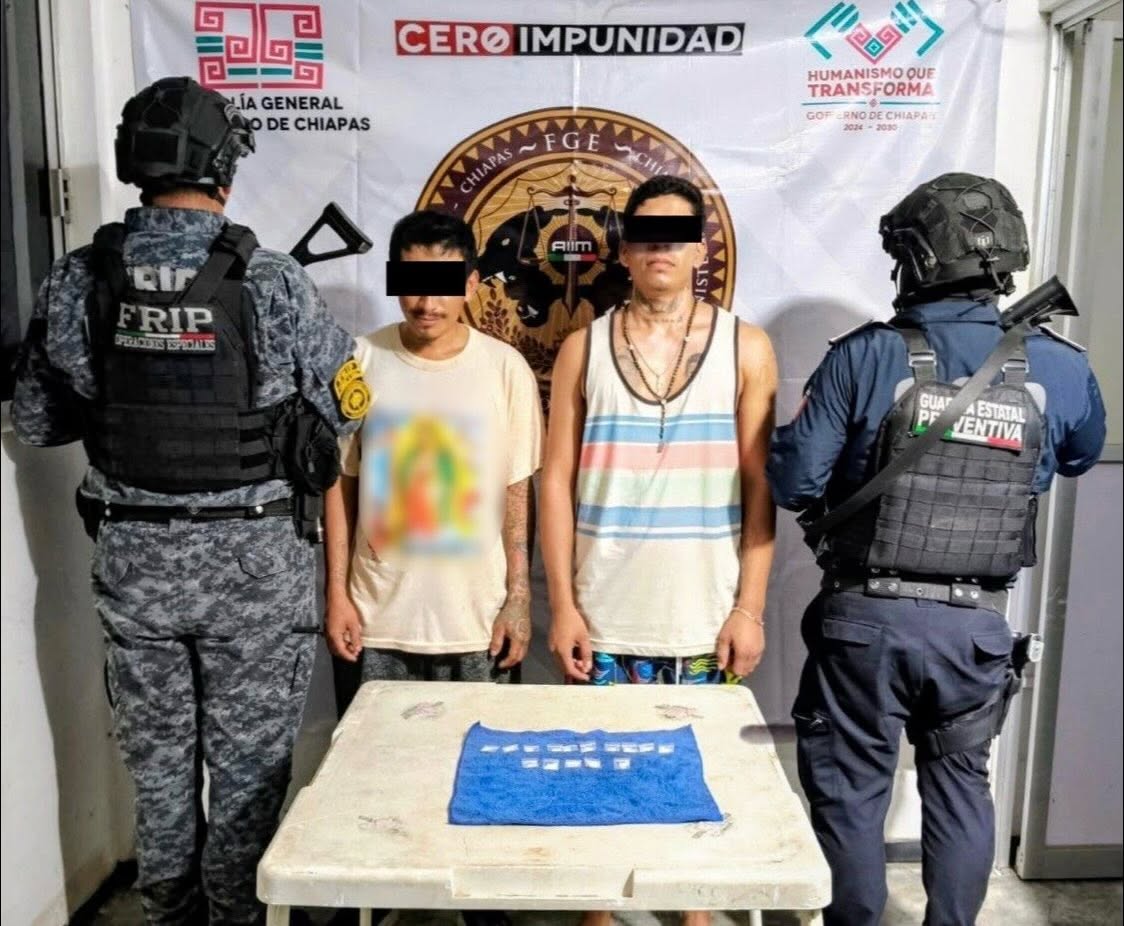SSP detiene a dos personas por presuntos delitos contra la salud en Ocozocoautla