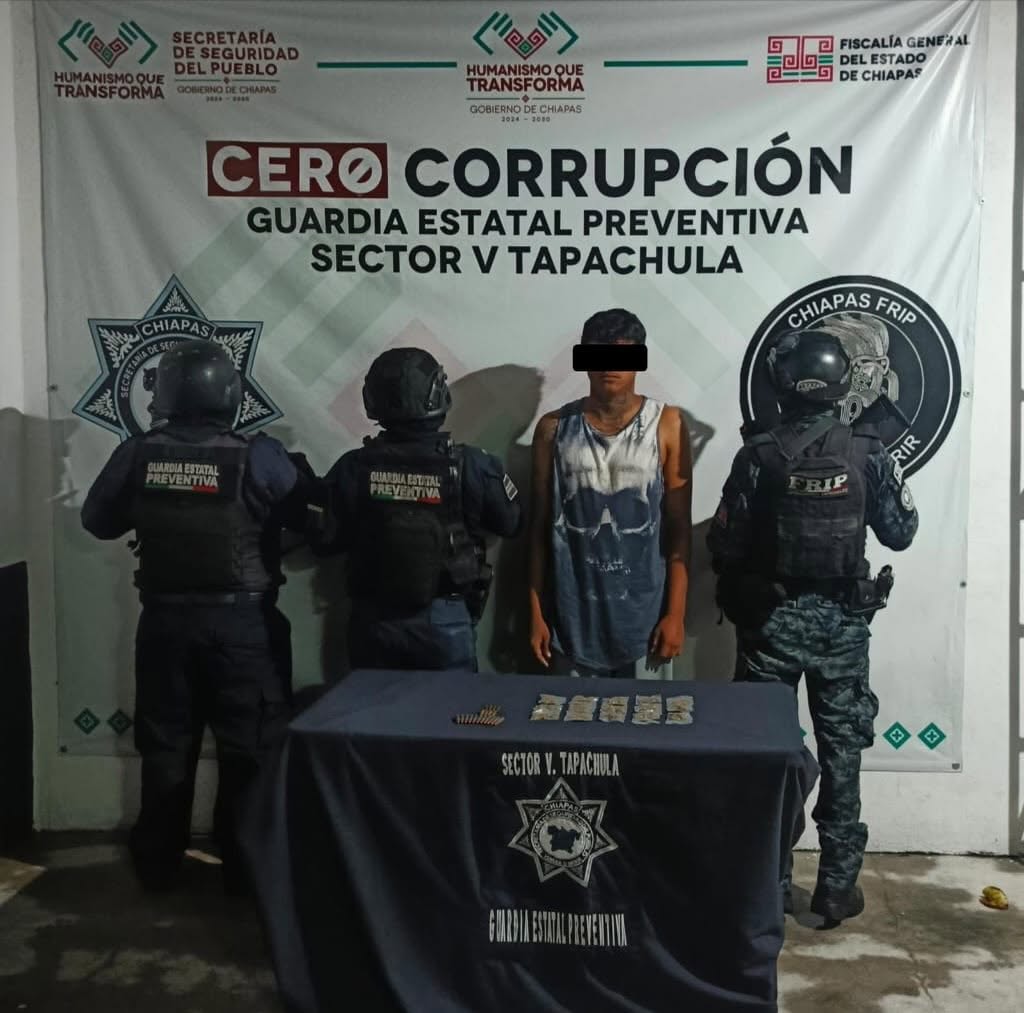 SSP y FGE detienen a masculino como presunto responsable de diversos delitos en el municipio de Suchiate