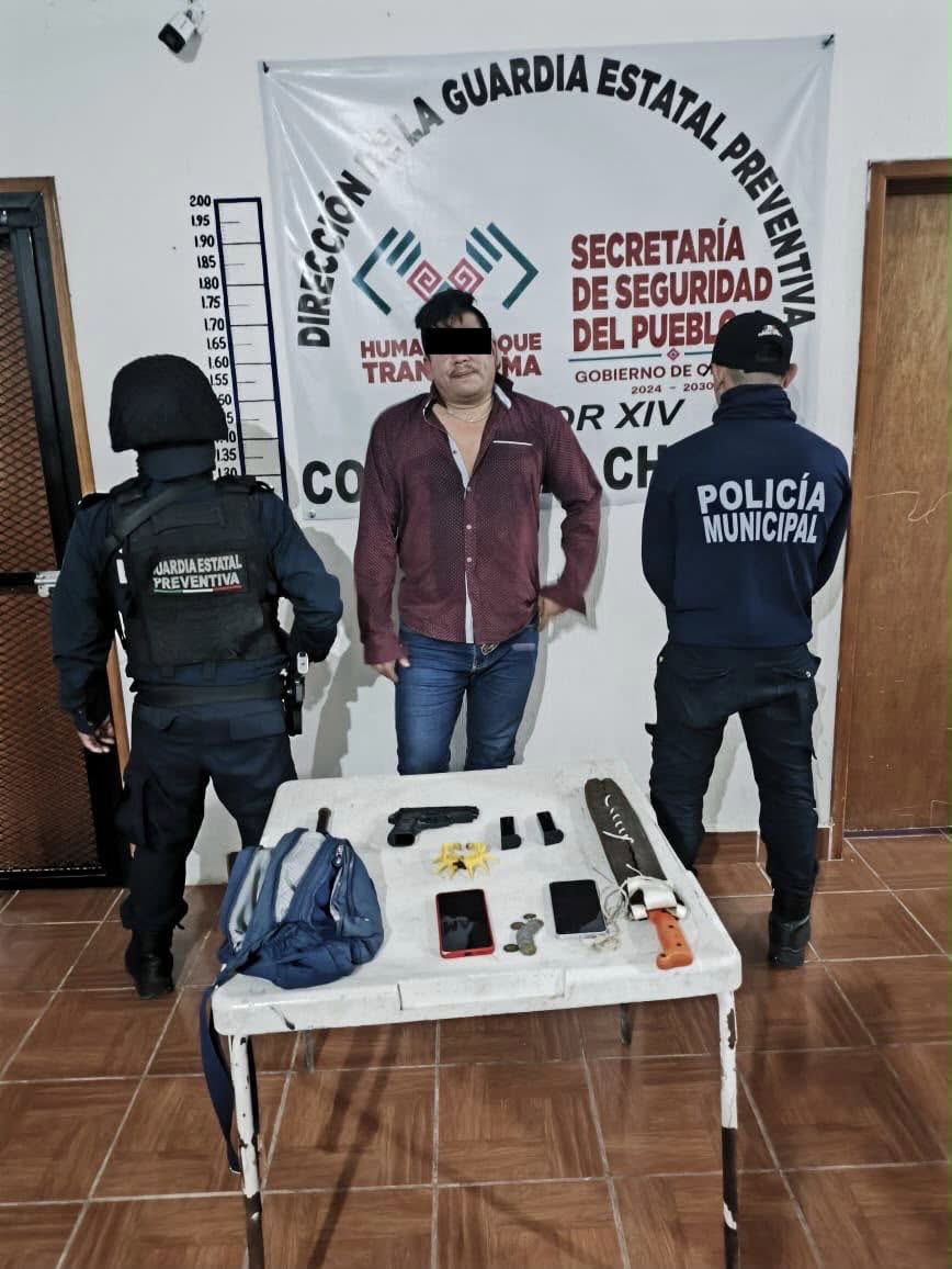 Detiene SSP y FGE a masculino por el delito de violación a la Ley Federal de Armas de Fuego y Explosivos 