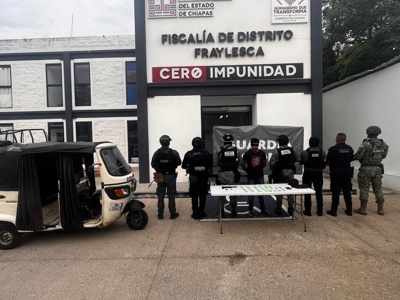 En operativo interinstitucional detienen a una persona por presuntos delitos contra la salud y posesión de arma 