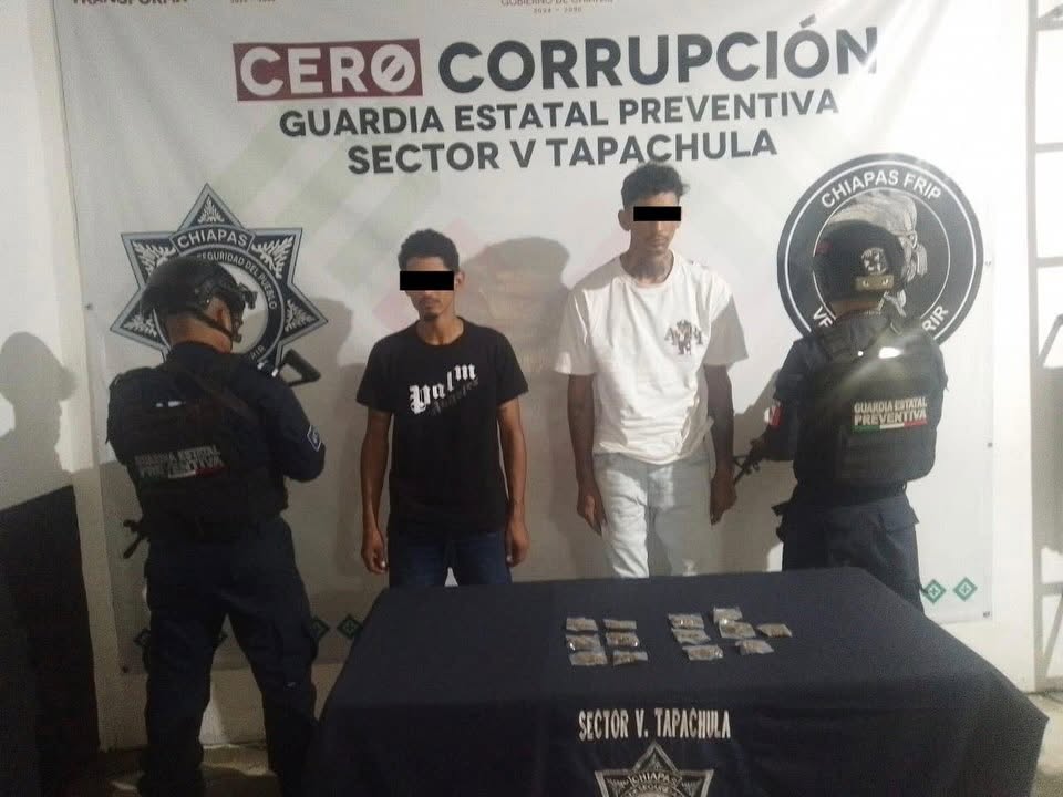 SSP detiene a dos personas por presuntos delitos contra la salud en Tapachula