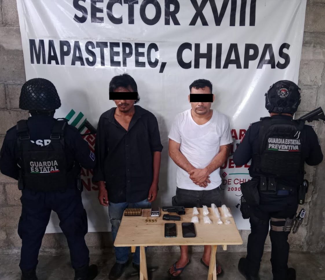SSP detiene a dos personas con arma de uso exclusivo y presuntos narcóticos