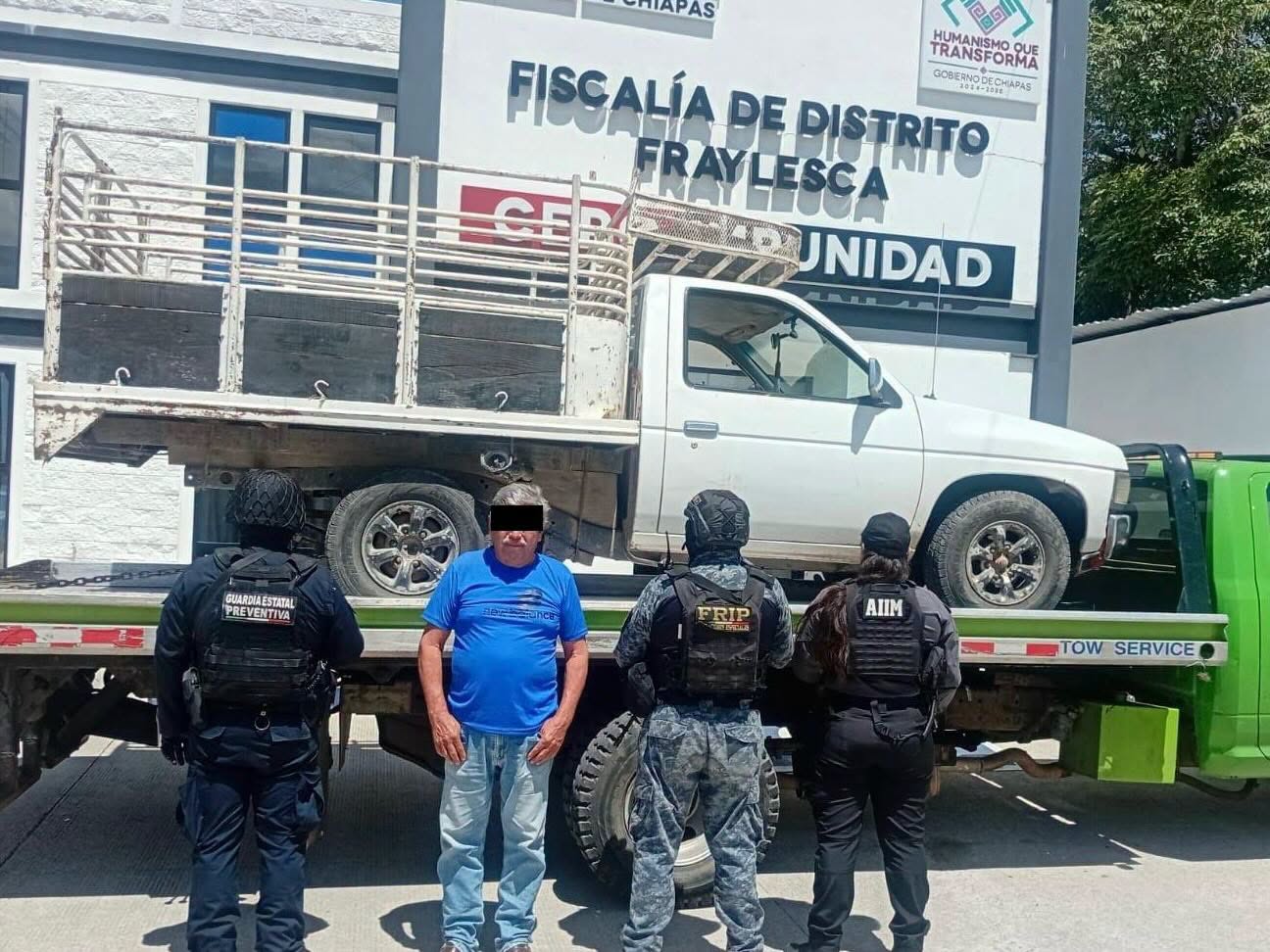 En operativo interinstitucional detienen a una persona por posesión de vehículo con alteraciones 
