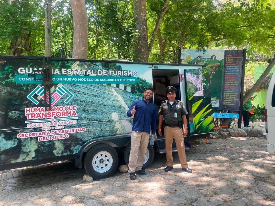 Guardia Estatal de Turismo instala Punto de Atención Itinerante en el Centro Ecoturístico Cascadas “El Chiflón”