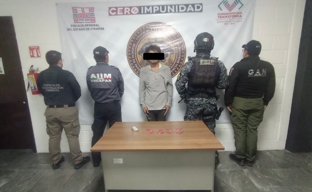 Detiene SSP una persona como presunto responsable de delitos contra la salud en Tuxtla Gutiérrez