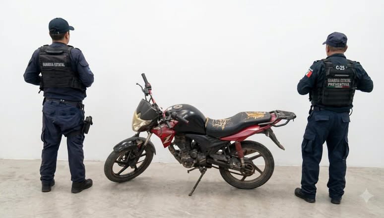 Guardia Estatal Preventiva y Guardia Estatal Vial Preventiva aseguraron dos motocicletas