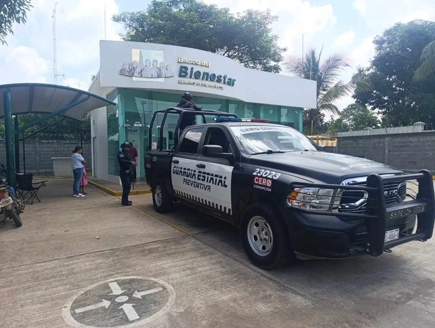 Establece Guardia Estatal Preventiva operativo de seguridad en Bancos Bienestar del Soconusco