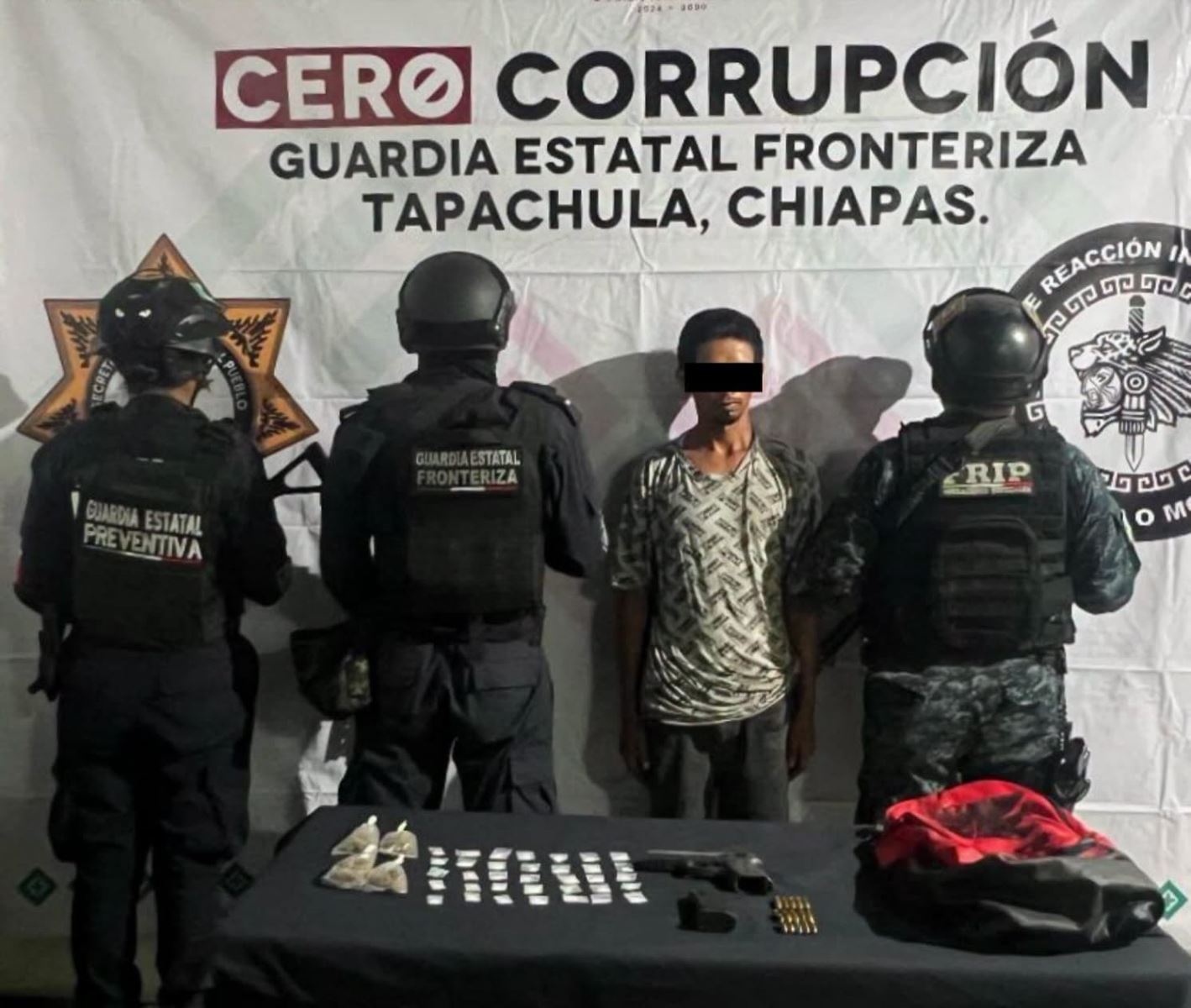 Presunto integrante de la delincuencia organizada detenido con probables narcóticos y arma de fuego