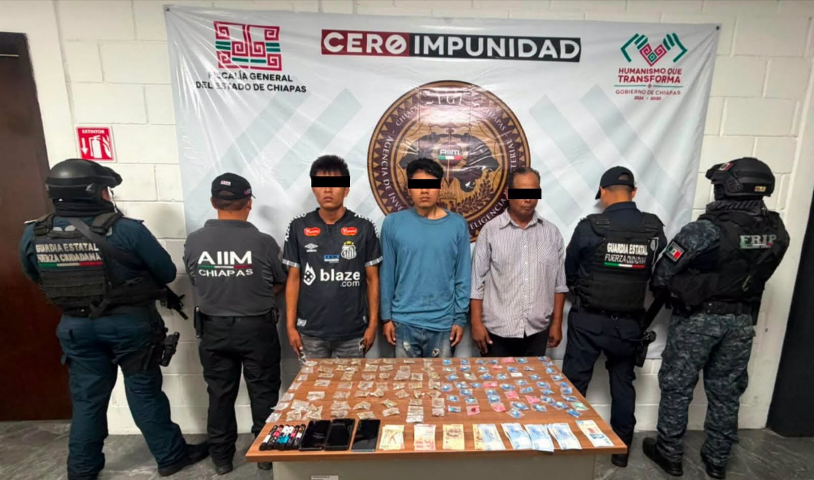 SSP y FGE detienen a probables integrantes del cártel de Sinaloa con presuntos narcóticos