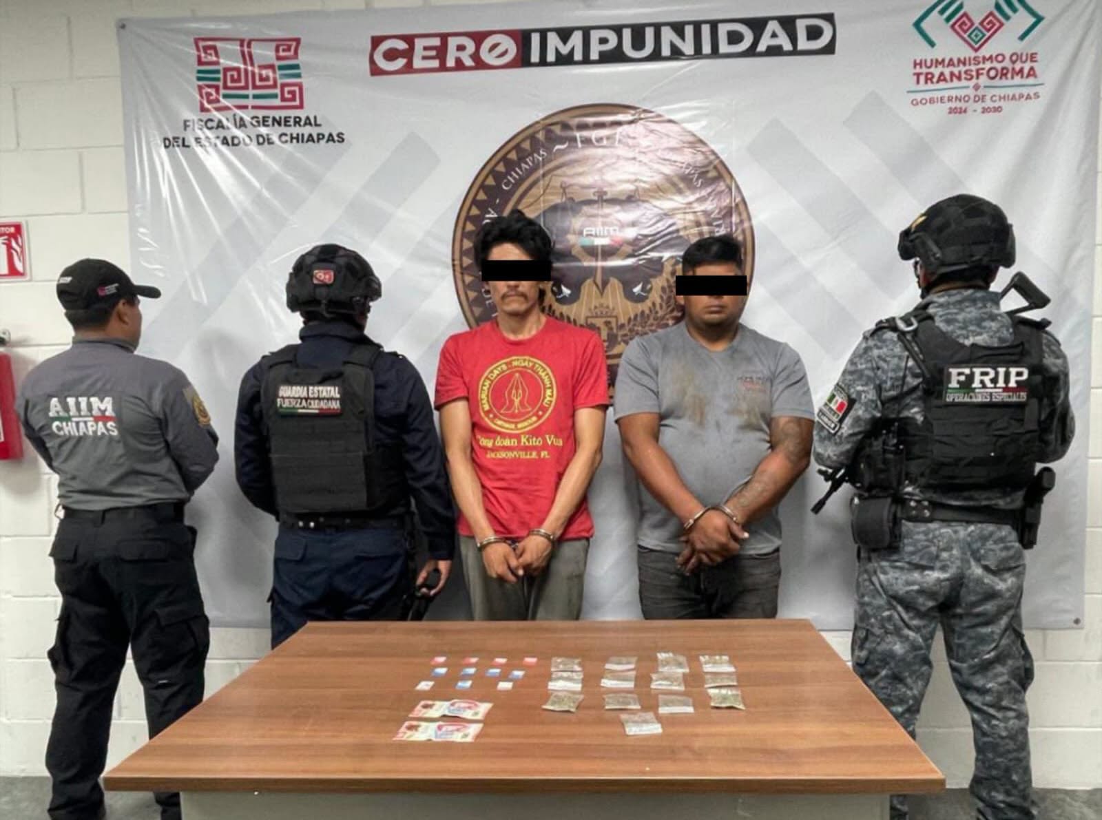 Presuntas dosis de cristal y marihuana aseguradas a dos personas en Tuxtla Gutiérrez