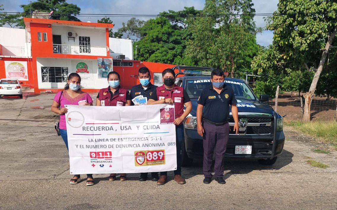 Fomenta SSP uso responsable del 9-1-1 y 089 en Playas de Catazajá